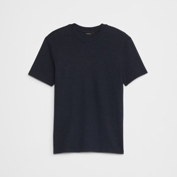 Banana Republic Slim Fit Mini Ribbed Shirt, Navy Heather, Large, NWT - Picture 1 of 4